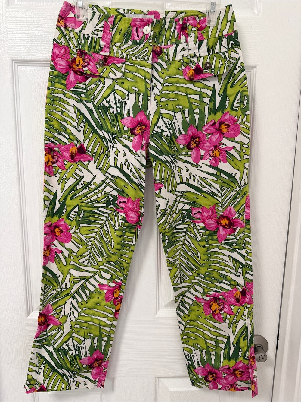 Mesmerize Floral Cropped Pants in Pink & Green